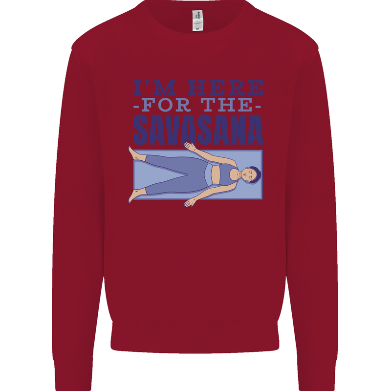 Funny Yoga Im Here For the Savasana Kids Sweatshirt Jumper Red