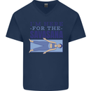Funny Yoga Im Here For the Savasana Mens V-Neck Cotton T-Shirt Navy Blue