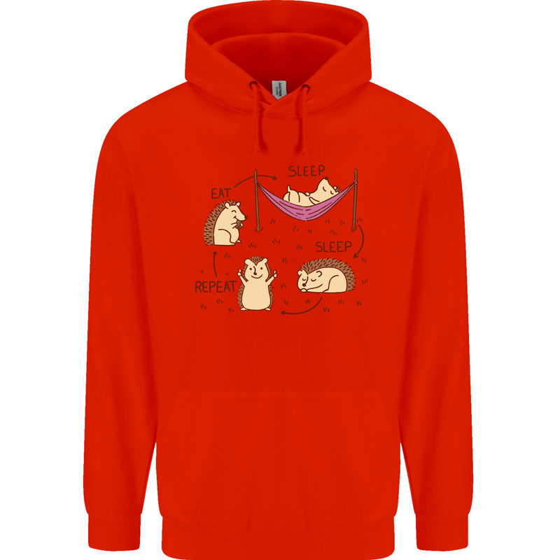 Funny, Hedgehog Eat Sleep Repeat Lover Childrens Kids Hoodie Bright Red