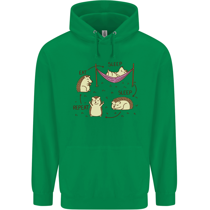 Funny, Hedgehog Eat Sleep Repeat Lover Childrens Kids Hoodie Irish Green