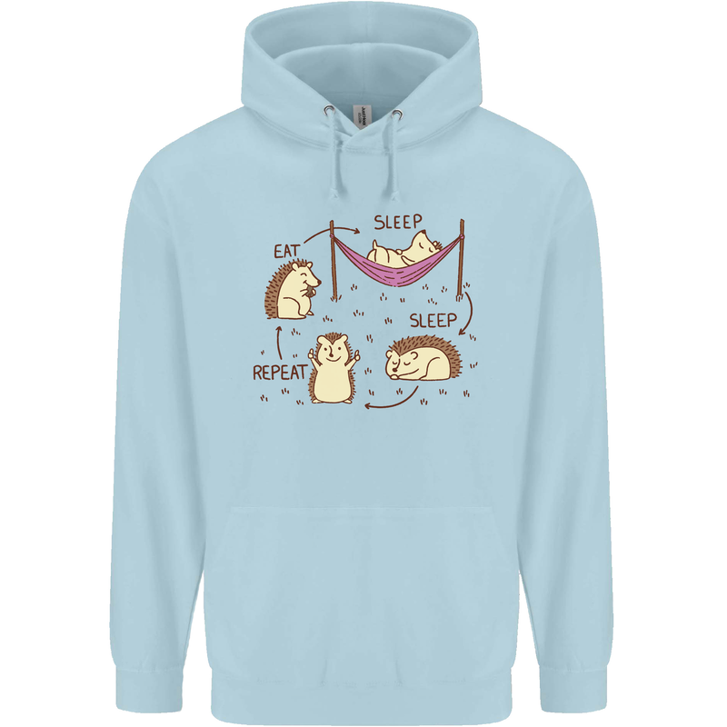 Funny, Hedgehog Eat Sleep Repeat Lover Childrens Kids Hoodie Light Blue