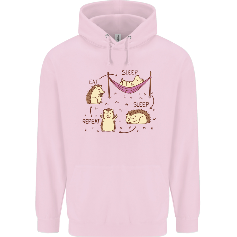 Funny, Hedgehog Eat Sleep Repeat Lover Childrens Kids Hoodie Light Pink