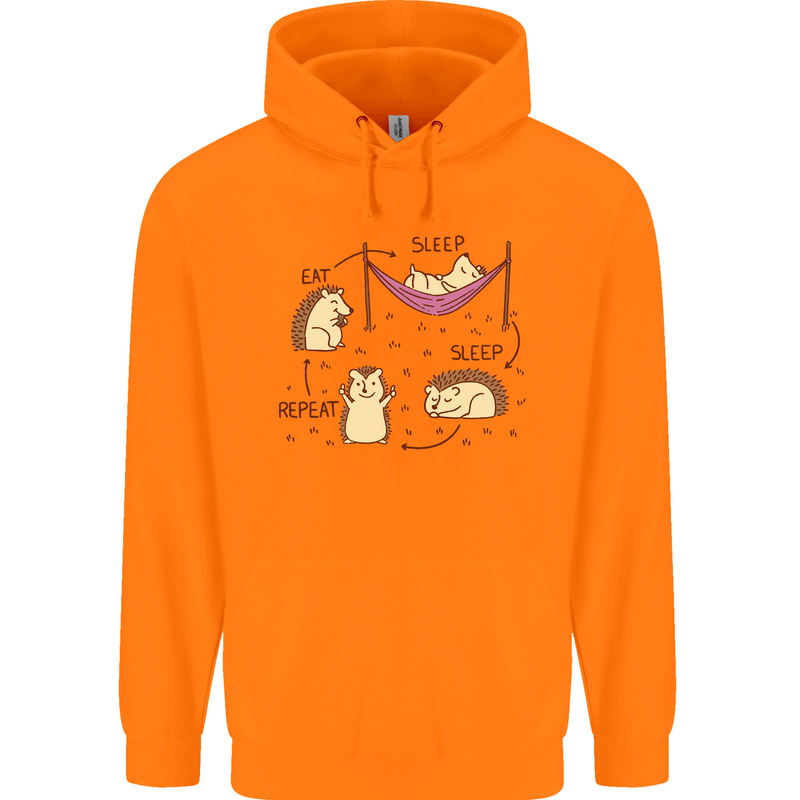 Funny, Hedgehog Eat Sleep Repeat Lover Childrens Kids Hoodie Orange
