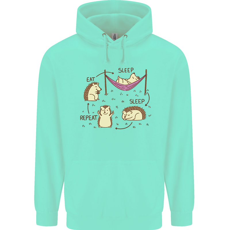 Funny, Hedgehog Eat Sleep Repeat Lover Childrens Kids Hoodie Peppermint