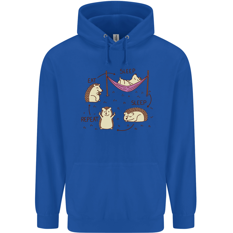 Funny, Hedgehog Eat Sleep Repeat Lover Childrens Kids Hoodie Royal Blue