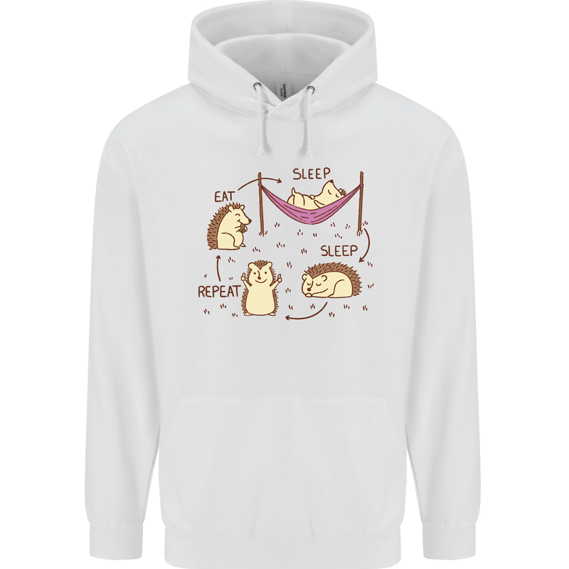 Funny, Hedgehog Eat Sleep Repeat Lover Childrens Kids Hoodie White