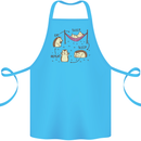 Funny, Hedgehog Eat Sleep Repeat Lover Cotton Apron 100% Organic Turquoise