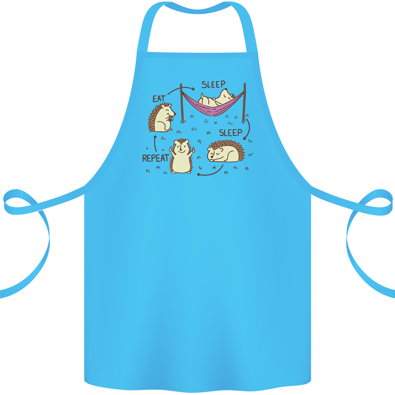 Funny, Hedgehog Eat Sleep Repeat Lover Cotton Apron 100% Organic Turquoise