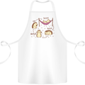 Funny, Hedgehog Eat Sleep Repeat Lover Cotton Apron 100% Organic White