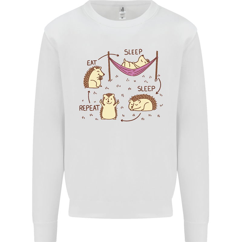 Funny, Hedgehog Eat Sleep Repeat Lover Kids Sweatshirt Jumper White