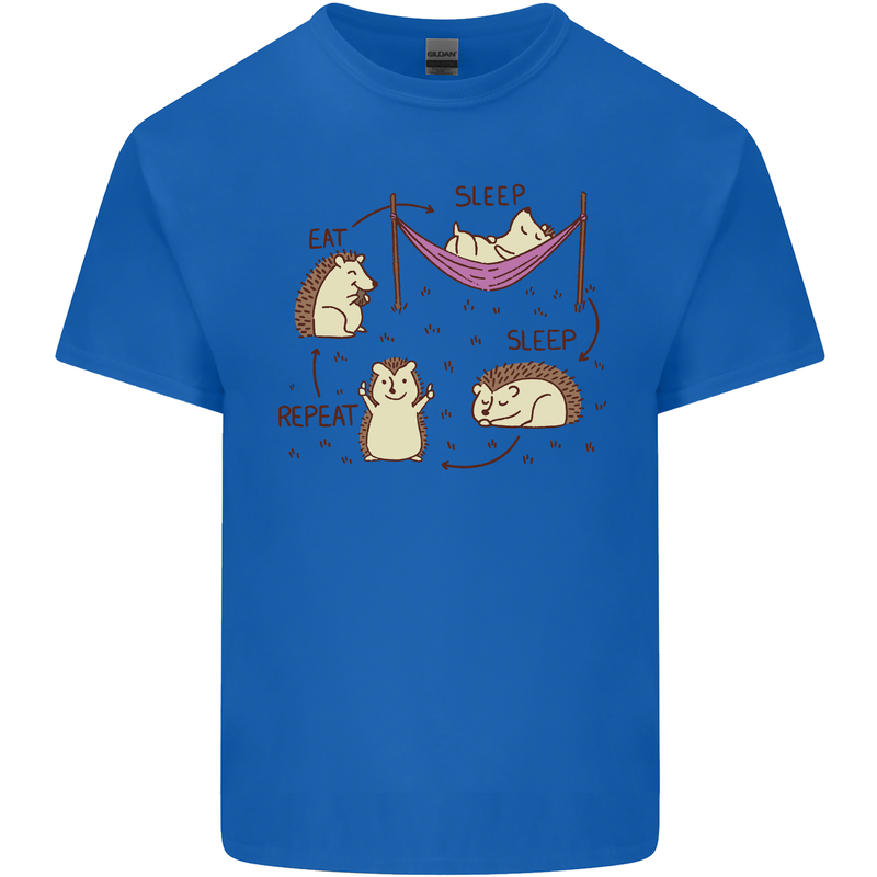 Funny, Hedgehog Eat Sleep Repeat Lover Mens Cotton T-Shirt Tee Top Royal Blue
