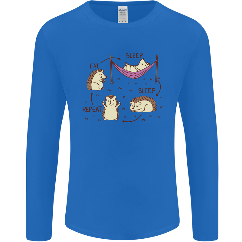 Funny, Hedgehog Eat Sleep Repeat Lover Mens Long Sleeve T-Shirt Royal Blue