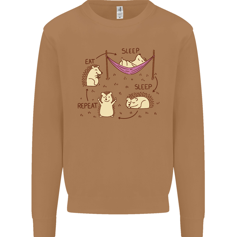 Funny, Hedgehog Eat Sleep Repeat Lover Mens Sweatshirt Jumper Caramel Latte