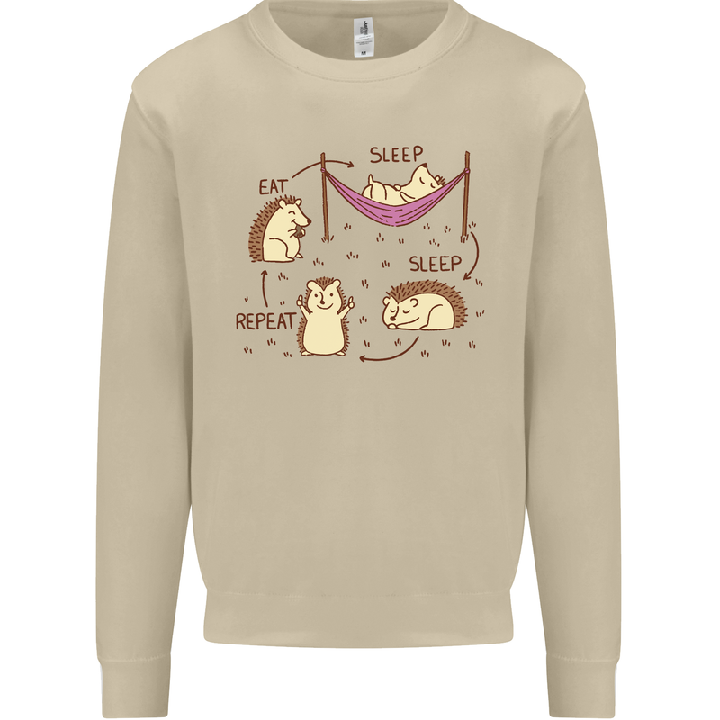 Funny, Hedgehog Eat Sleep Repeat Lover Mens Sweatshirt Jumper Sand
