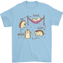 Funny, Hedgehog Eat Sleep Repeat Lover Mens T-Shirt 100% Cotton Light Blue