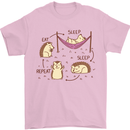 Funny, Hedgehog Eat Sleep Repeat Lover Mens T-Shirt 100% Cotton Light Pink