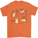 Funny, Hedgehog Eat Sleep Repeat Lover Mens T-Shirt 100% Cotton Orange