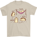 Funny, Hedgehog Eat Sleep Repeat Lover Mens T-Shirt 100% Cotton Sand