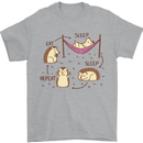 Funny, Hedgehog Eat Sleep Repeat Lover Mens T-Shirt 100% Cotton Sports Grey