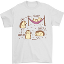 Funny, Hedgehog Eat Sleep Repeat Lover Mens T-Shirt 100% Cotton White
