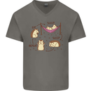 Funny, Hedgehog Eat Sleep Repeat Lover Mens V-Neck Cotton T-Shirt Charcoal