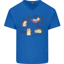 Funny, Hedgehog Eat Sleep Repeat Lover Mens V-Neck Cotton T-Shirt Royal Blue