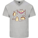 Funny, Hedgehog Eat Sleep Repeat Lover Mens V-Neck Cotton T-Shirt Sports Grey