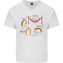 Funny, Hedgehog Eat Sleep Repeat Lover Mens V-Neck Cotton T-Shirt White