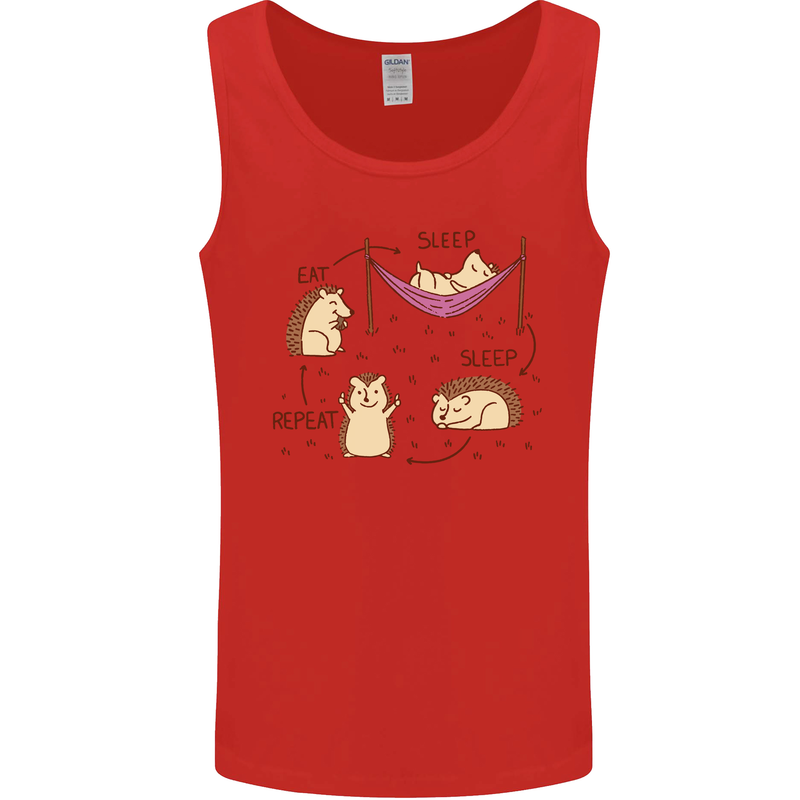 Funny, Hedgehog Eat Sleep Repeat Lover Mens Vest Tank Top Red