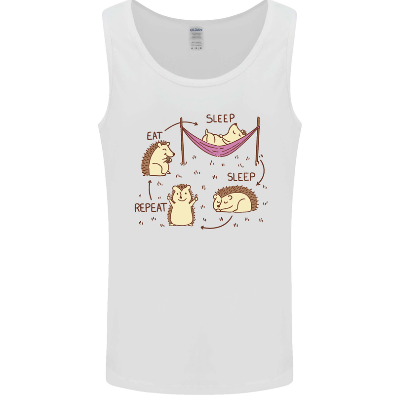 Funny, Hedgehog Eat Sleep Repeat Lover Mens Vest Tank Top White
