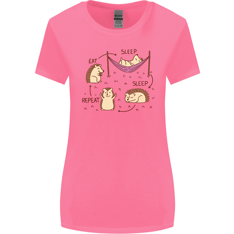 Funny, Hedgehog Eat Sleep Repeat Lover Womens Wider Cut T-Shirt Azalea