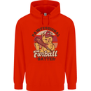 Furball Batter Funny Cat Baseball Humour Childrens Kids Hoodie Bright Red