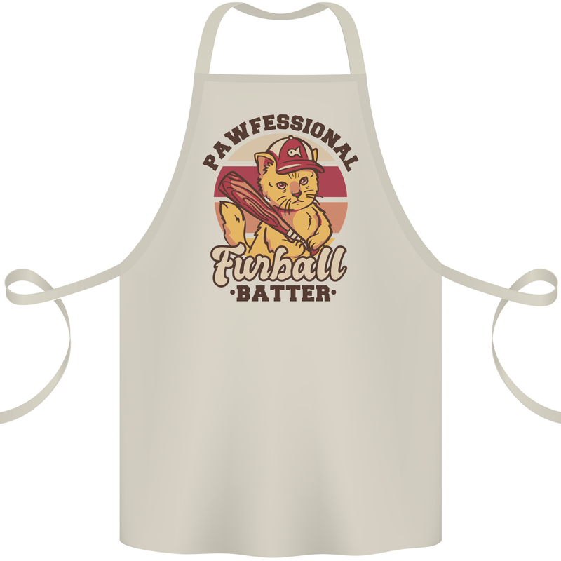 Furball Batter Funny Cat Baseball Humour Cotton Apron 100% Organic Natural
