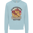 Furball Batter Funny Cat Baseball Humour Kids Sweatshirt Jumper Light Blue