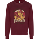 Furball Batter Funny Cat Baseball Humour Kids Sweatshirt Jumper Maroon