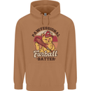Furball Batter Funny Cat Baseball Humour Mens 80% Cotton Hoodie Caramel Latte