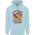 Furball Batter Funny Cat Baseball Humour Mens 80% Cotton Hoodie Light Blue