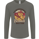 Furball Batter Funny Cat Baseball Humour Mens Long Sleeve T-Shirt Charcoal