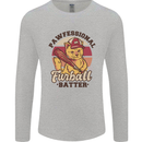 Furball Batter Funny Cat Baseball Humour Mens Long Sleeve T-Shirt Sports Grey