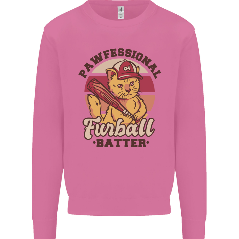 Furball Batter Funny Cat Baseball Humour Mens Sweatshirt Jumper Azalea