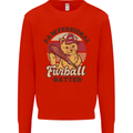 Furball Batter Funny Cat Baseball Humour Mens Sweatshirt Jumper Bright Red