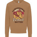 Furball Batter Funny Cat Baseball Humour Mens Sweatshirt Jumper Caramel Latte