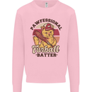 Furball Batter Funny Cat Baseball Humour Mens Sweatshirt Jumper Light Pink