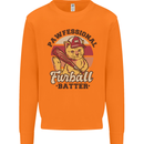 Furball Batter Funny Cat Baseball Humour Mens Sweatshirt Jumper Orange