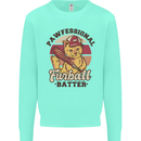 Furball Batter Funny Cat Baseball Humour Mens Sweatshirt Jumper Peppermint