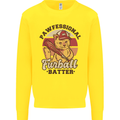 Furball Batter Funny Cat Baseball Humour Mens Sweatshirt Jumper Yellow