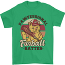 Furball Batter Funny Cat Baseball Humour Mens T-Shirt 100% Cotton Irish Green