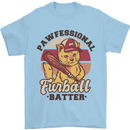 Furball Batter Funny Cat Baseball Humour Mens T-Shirt 100% Cotton Light Blue