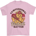 Furball Batter Funny Cat Baseball Humour Mens T-Shirt 100% Cotton Light Pink