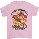 Furball Batter Funny Cat Baseball Humour Mens T-Shirt 100% Cotton Light Pink